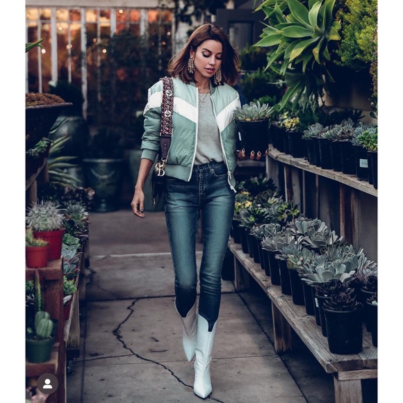 All Access Retro Color Block Quilted Shell Down Bomber Moto Jacket Size XS - Picture 5 of 12